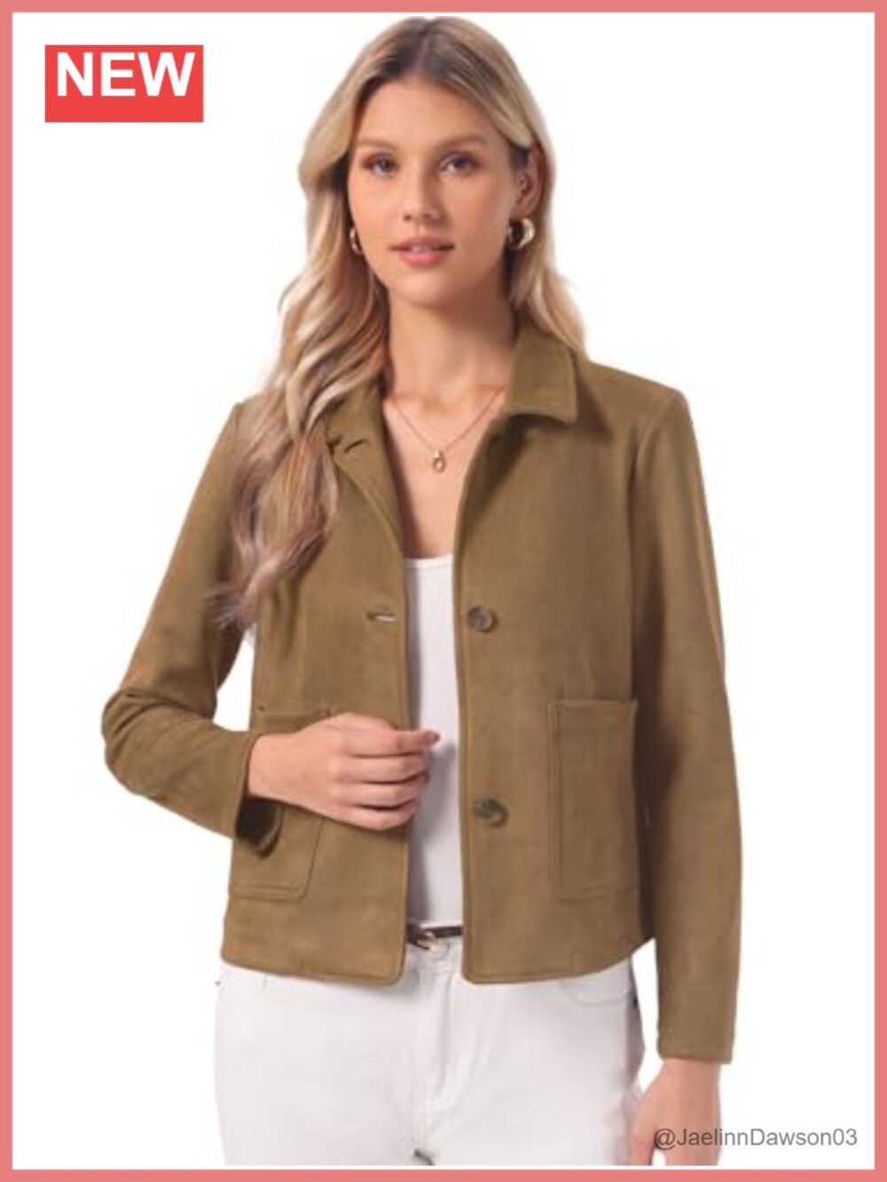 Faux Suede Button Down Jacket Long Sleeve Point Collar Casual
